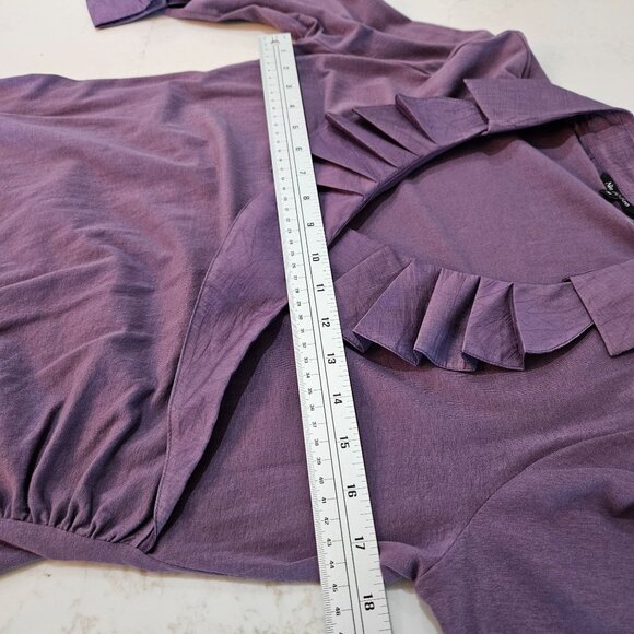 Nic + Zoe Top Medium Purple Ruffled Wrap Long-Sleeve Knit Romantic Stretch - Picture 9 of 9